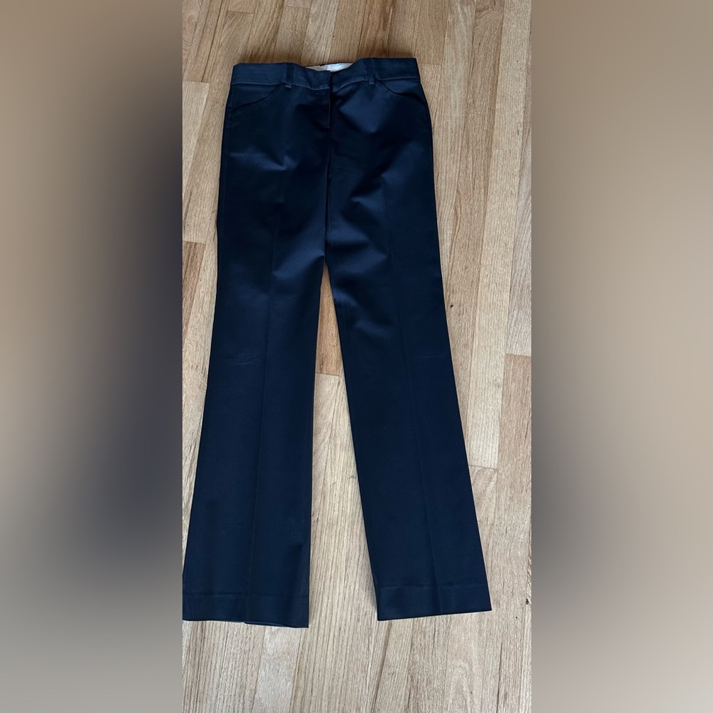 THEORY BLACK COTTON/VISCOSE/ELASTINE SLIGHT STRETCH FLARE LEG PANTS (4).